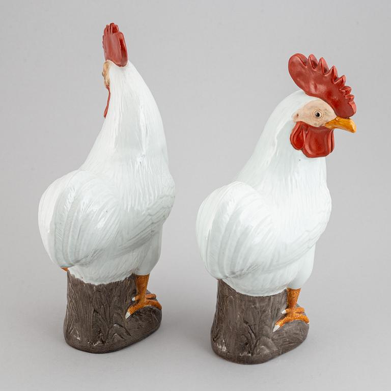 A pair of large roosters, China, 20th Century.