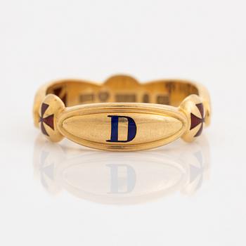 Frimurarring, 18K guld och emalj.