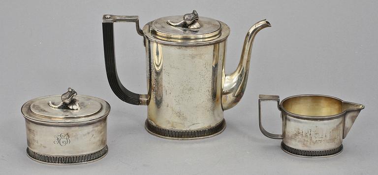 KAFFESERVIS, 3 delar, silver, Eric Råström, Stockholm, 1943. Vikt 1 350 g.