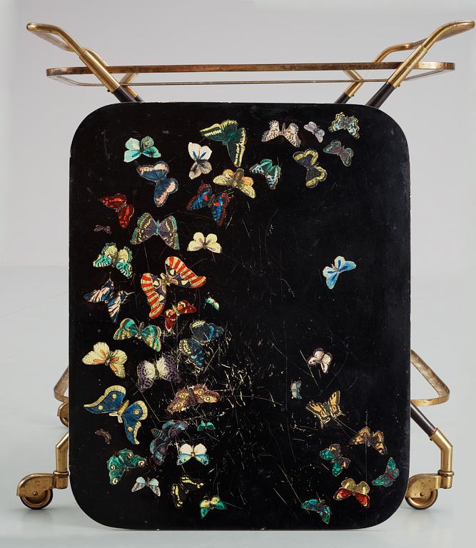 A Piero Fornasetti butterfly trolley, Italy, 1950's.