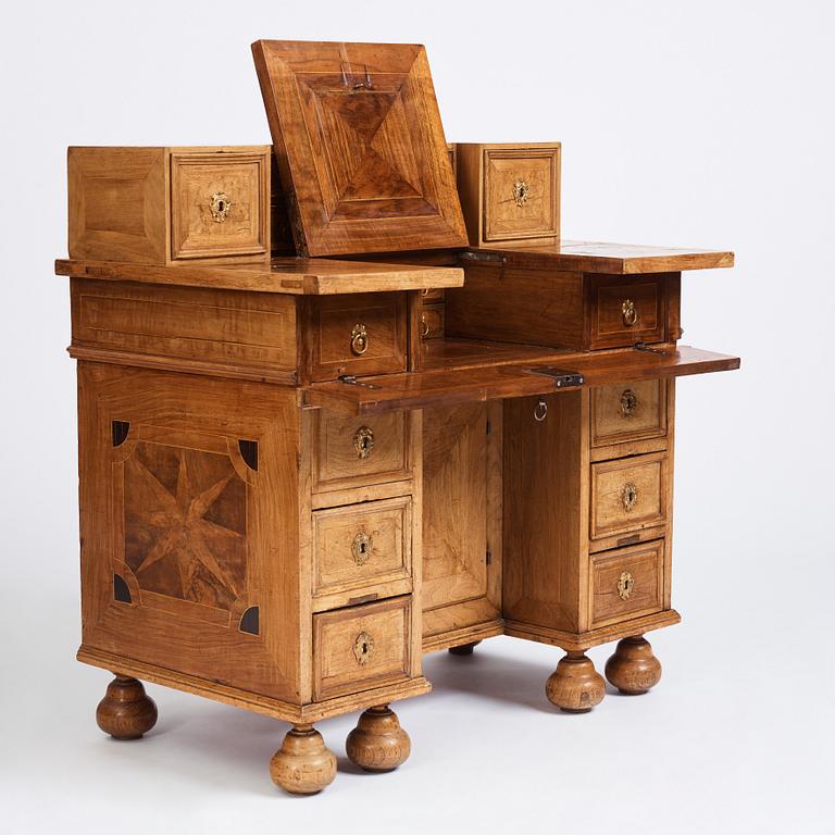 A Swedish Baroque 'knee-hole' writing desk, first part of the 18th century.