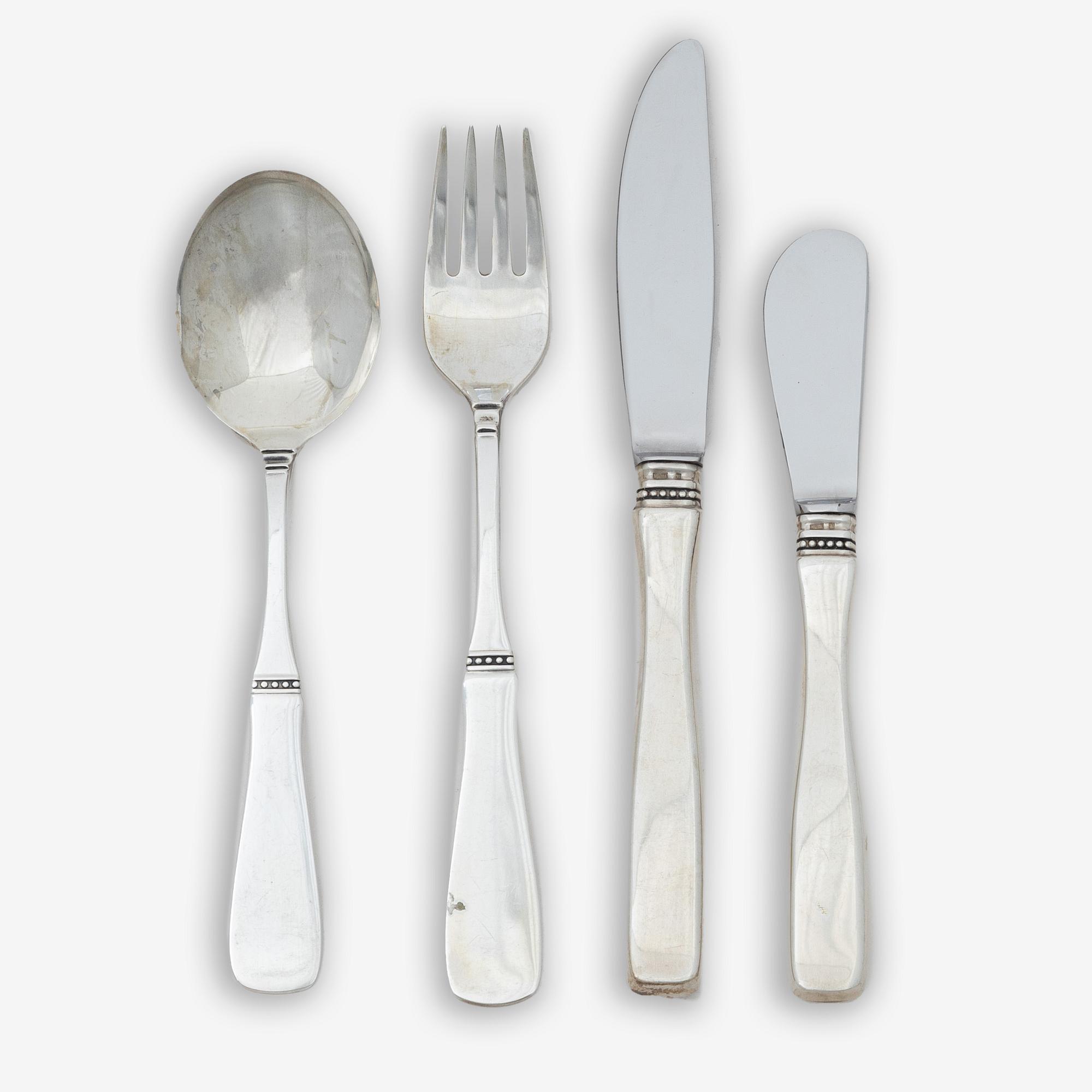 Eric Löfman, a 19-piece silver flat ware set, "Uppsala", MGAB, Lidköping, Sweden, 1978-80.