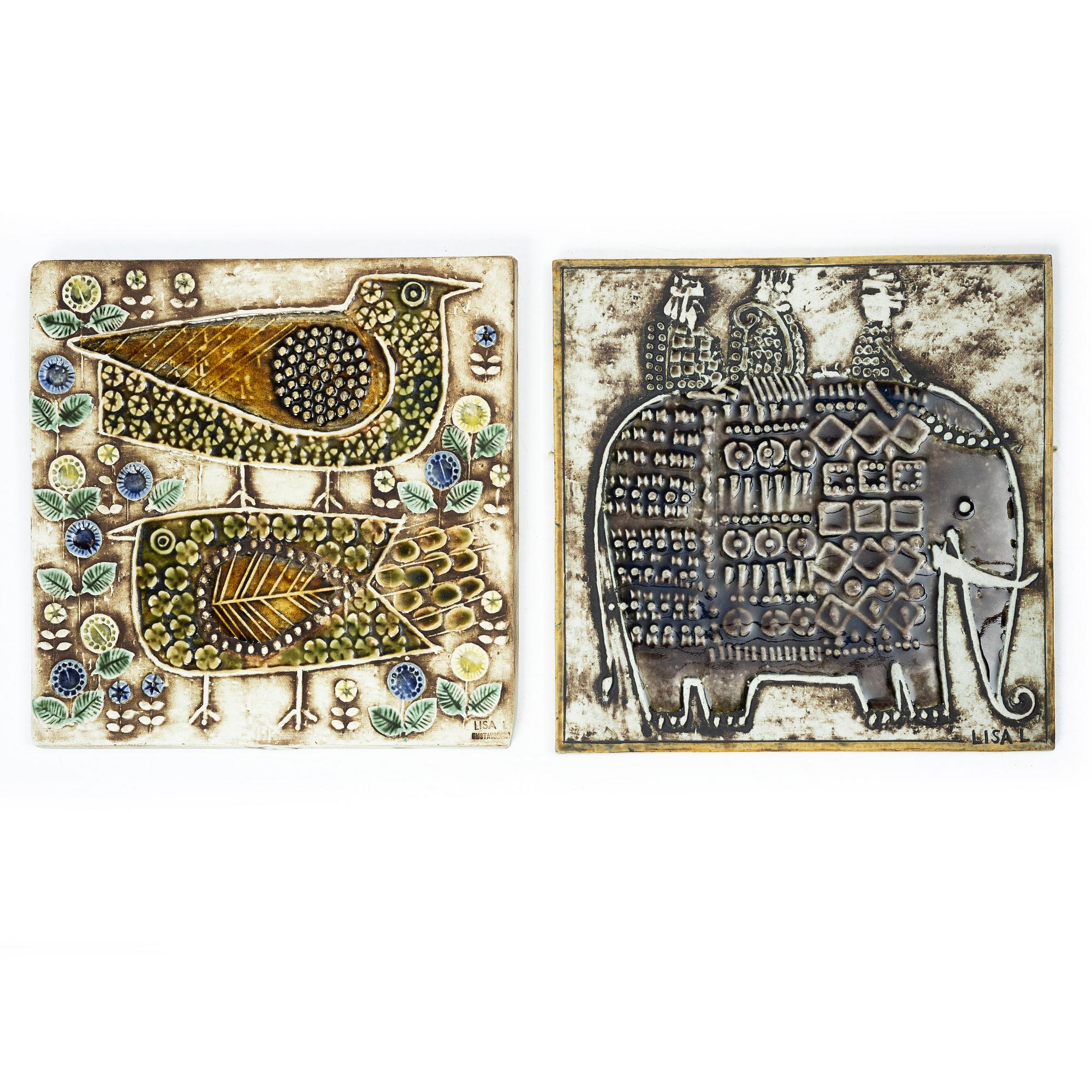 Lisa Larsson, a set of six stoneware wall plaques, Gustavsberg.