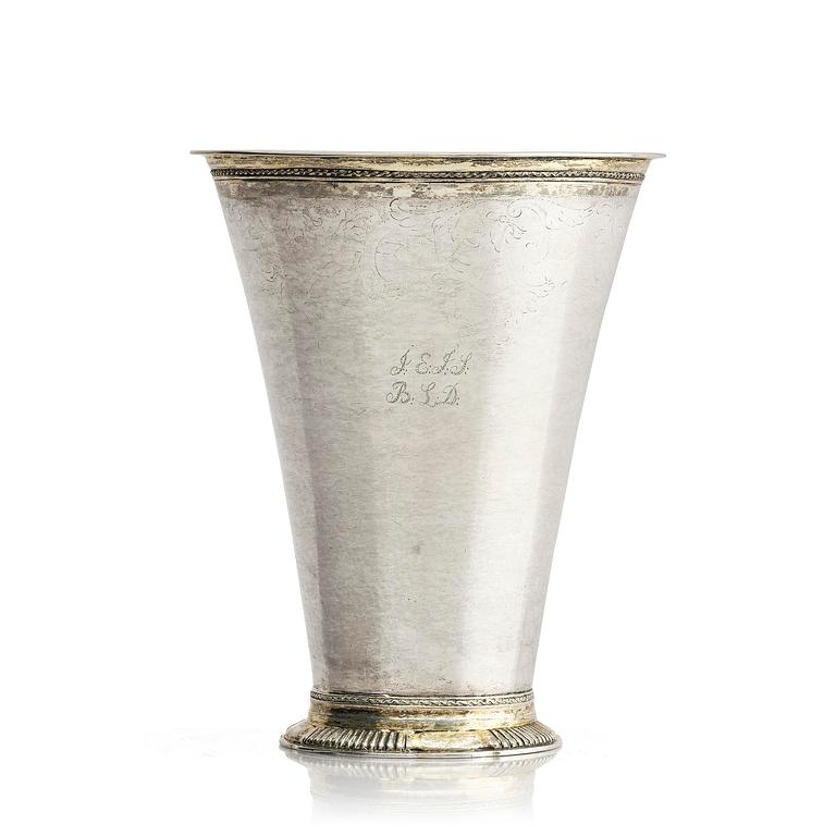 A Swedish 18th century parcel-gilt silver beaker, mark of Christoffer Wasserman, Lindesberg (1734-1770).