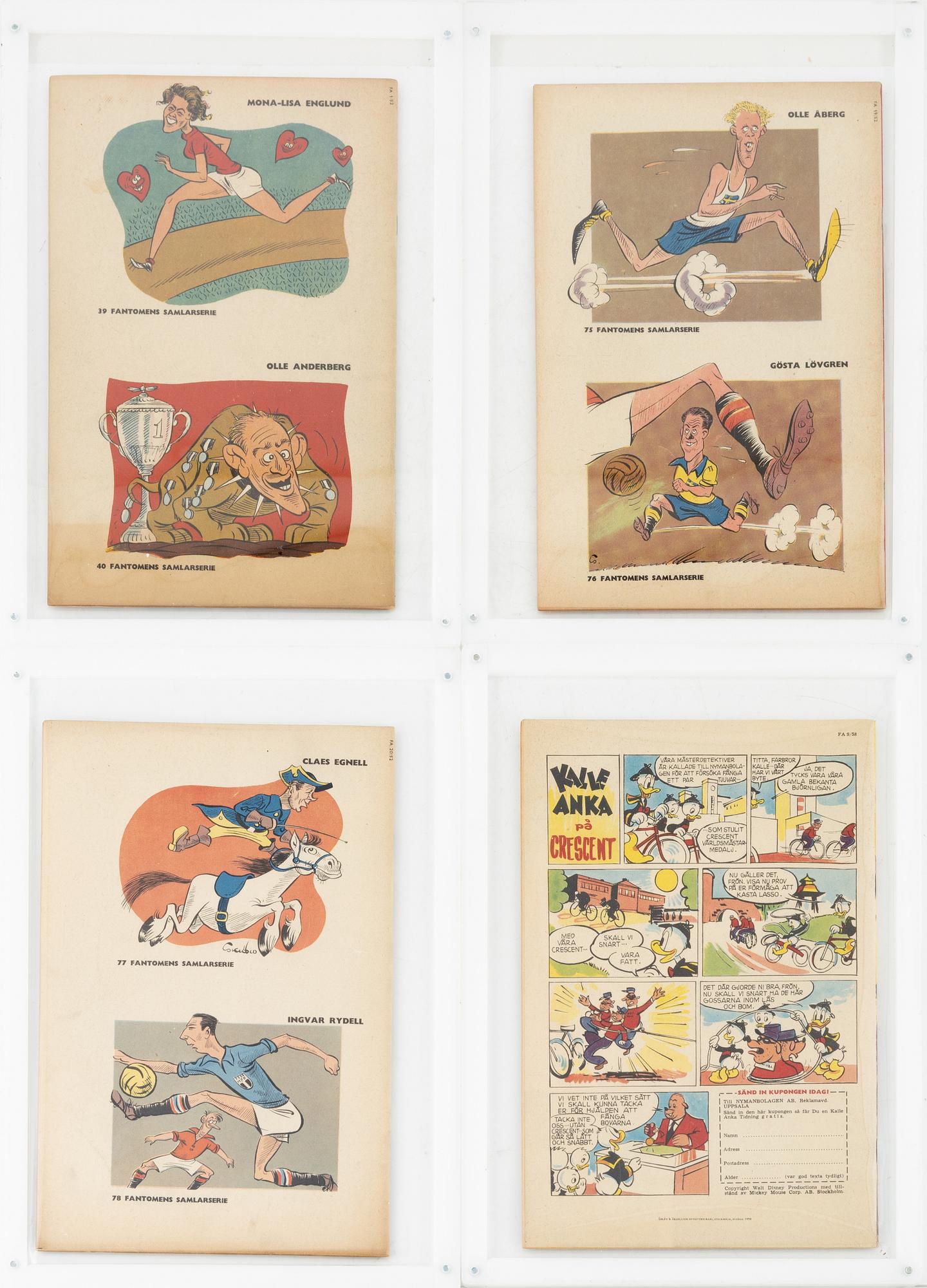 Comics, 4 pcs "Fantomen", No. 1, 19, & 20 1952 and No. 9, 1958.
