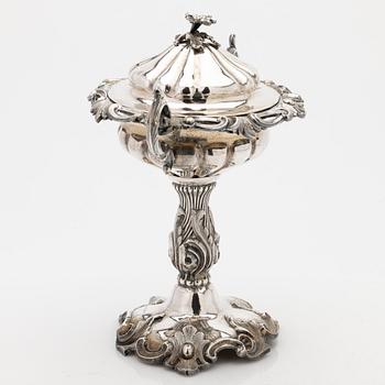 Bowl with lid, silver, Sweden, 1865.