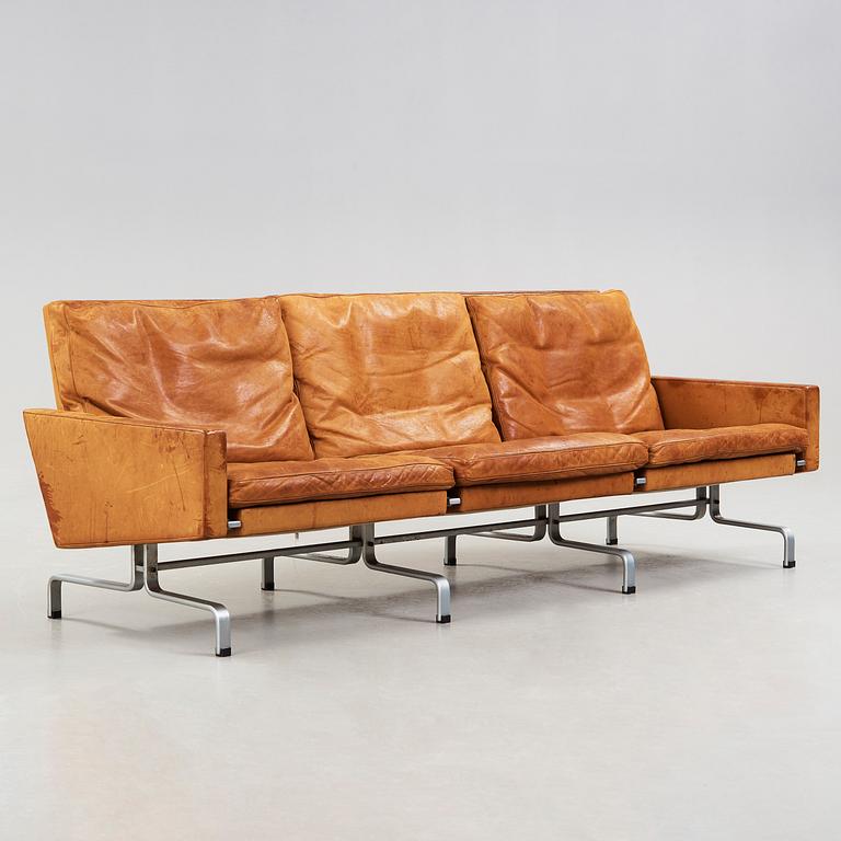 A Poul Kjaerholm three seated 'PK-31-3' brown leather sofa by E Kold Christensen, Denmark 1960's.