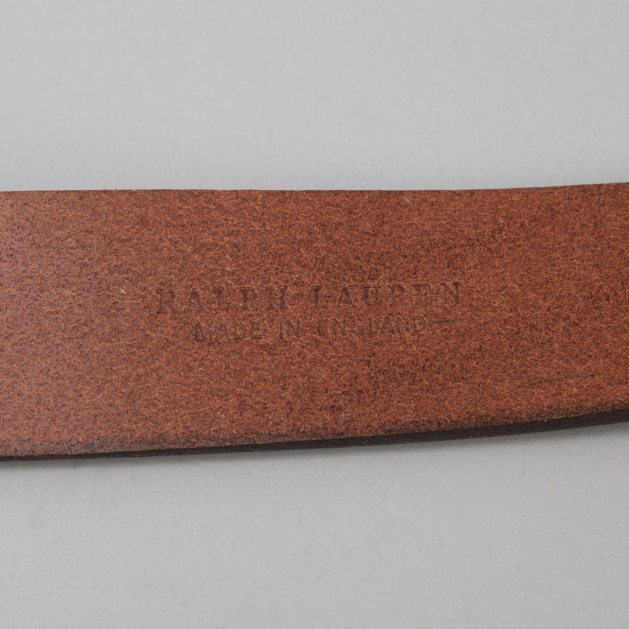Two leather belts by Ralph Lauren.