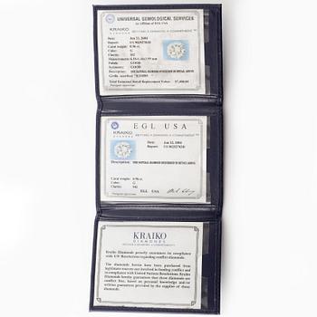 Ring, solitaire, white gold with brilliant-cut diamond 0.96 ct.