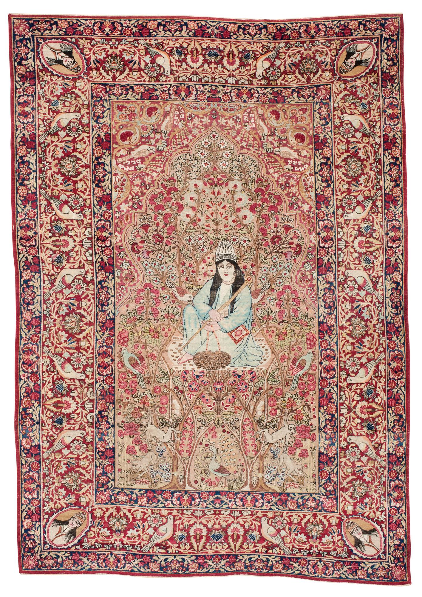 ANTIK KIRMAN LAVER FIGURAL. 213 x 147,5 cm.