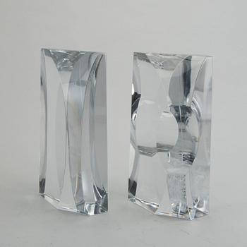 SVEN PALMQVIST, a pair of signed glass sculptures Orrefors late 20th century.