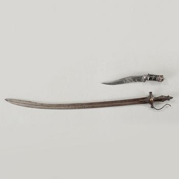 A tulwar and a knife from India, 19th century.