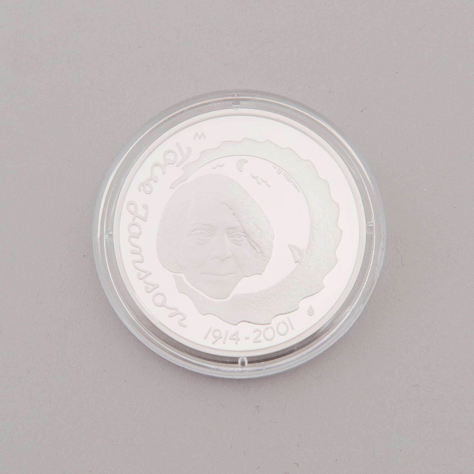 A COLLECTION OF 12 SILVER MOOMIN MEDALS with SILVER COLLECTOR COIN