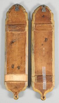 SPEGELLAMPETTER, 1 par, rokoko, Anders Carlsson, Spegelfabrikör i Norrköping 1738-1801, Norrköpings Hallstämpel.