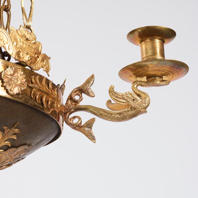 A Swedish Empire four-light hanging-lamp, first part of the 19th century.