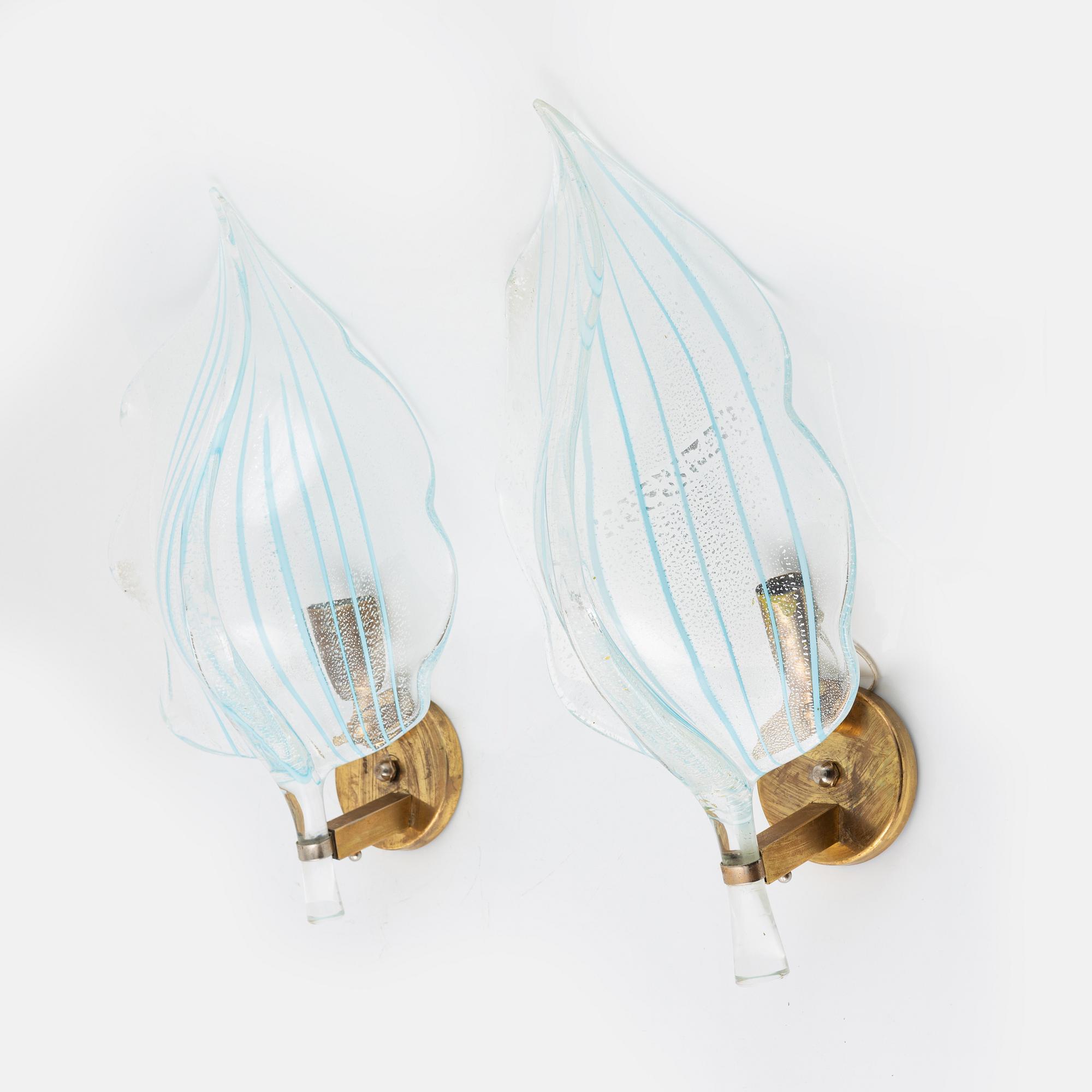 Wall lamps, a pair, Italy, around the mid-20th century.
