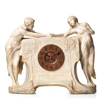 FRIEDRICH GOLDSCHEIDER, a ceramic mantel clock "Amicita", Simon, Wien, ca 1901/02, model 2305.