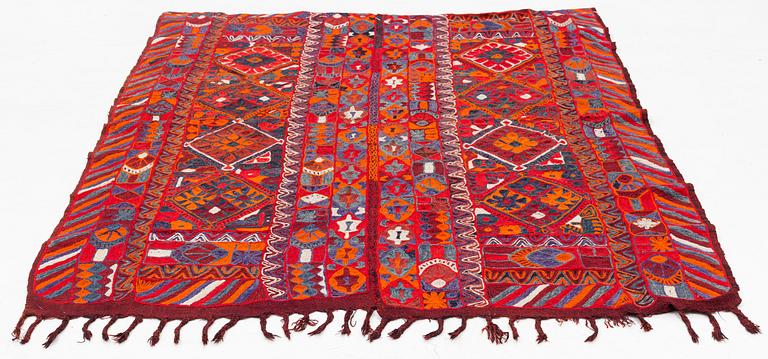 Rug/Textile with embroideries, old, marsh nomads, Iraq, 210 x 160 cm.