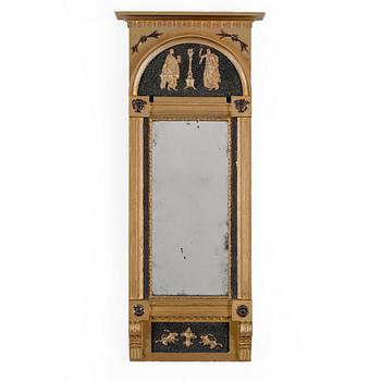 SPEGEL, empire. Märkt Isaac Wilhelm Muhr, Gävle (1779-1827). Med stämpelmärkning och hallstämpel.