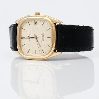 ARMBANDSUR, guld på stål, Omega Seamaster Automatic, 1980-tal.