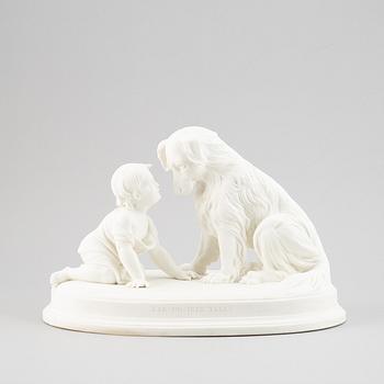SKULPTUR, parian, stor modell, "Kan du inte tala" Gustavsberg, 1900-tal.