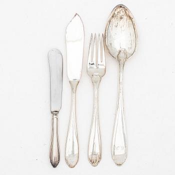 Bestickservis, 35 delar, silver, modell Vasa, GAB, Stockholm, 1924-58.