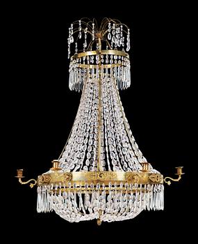 539. A Swedish Empire 1820/30's six-light chandelier.