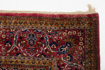 A rug, antique, silk Kashan, ca 208 x 131,5-136 cm.