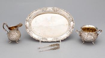 SERVISDELAR, 3st, silver, Tyskland, 1900-tal. Vikt ca 359g.