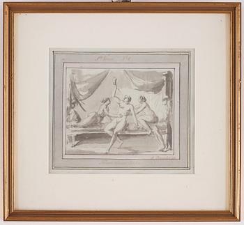Carl August Ehrensvärd, "Goda gosse, glaset töm". Illustrations for drinking songs, 24.