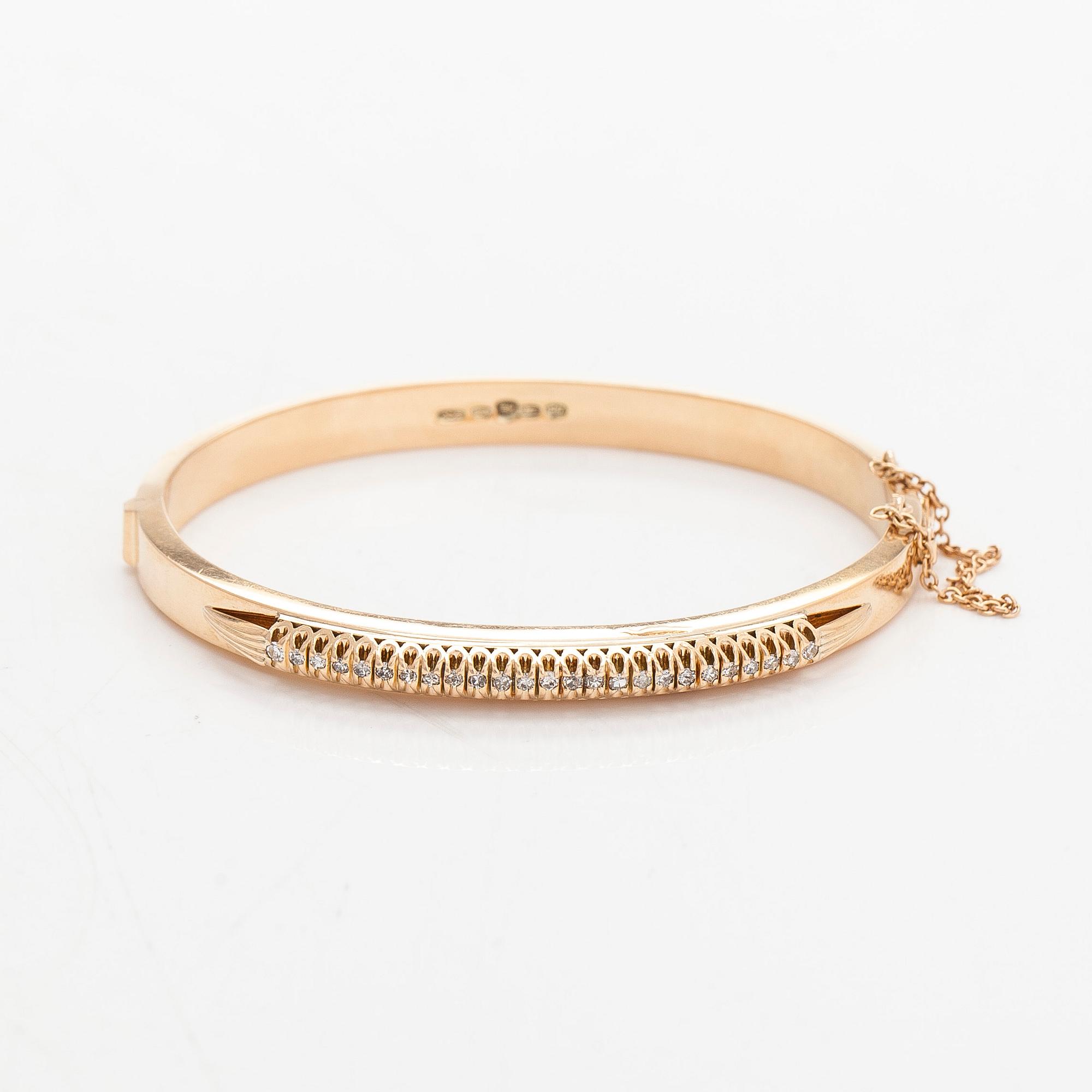 A 14K gold bracelet with single-cut diamonds, Kulta-Hamara Oy, Helsinki 1959.