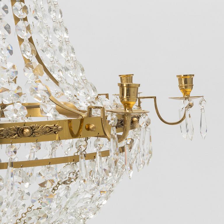 A contemporary Empire style chandelier for eight candles.