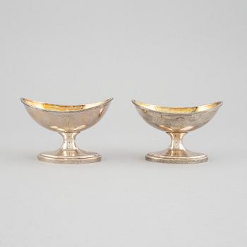 William Robertson, a pair of parcel gilt silver salt cellars, Edinburgh 1793.