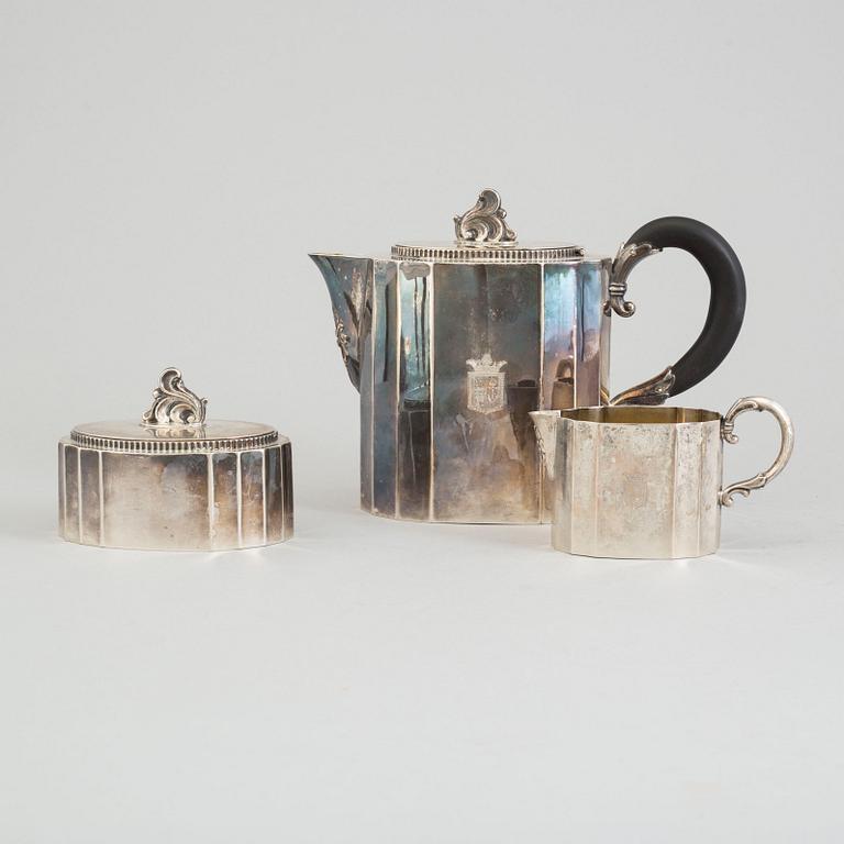Three pieces silver coffee set from Karl Anderson, Stockholm, 1940-41.