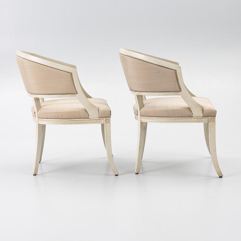 A pair of late-Gustavian style armchairs, late 20th Century.