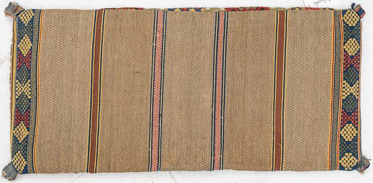 Sled cushion, Rölakan, southwestern Skåne, early 19th century, 105 x 55 cm.