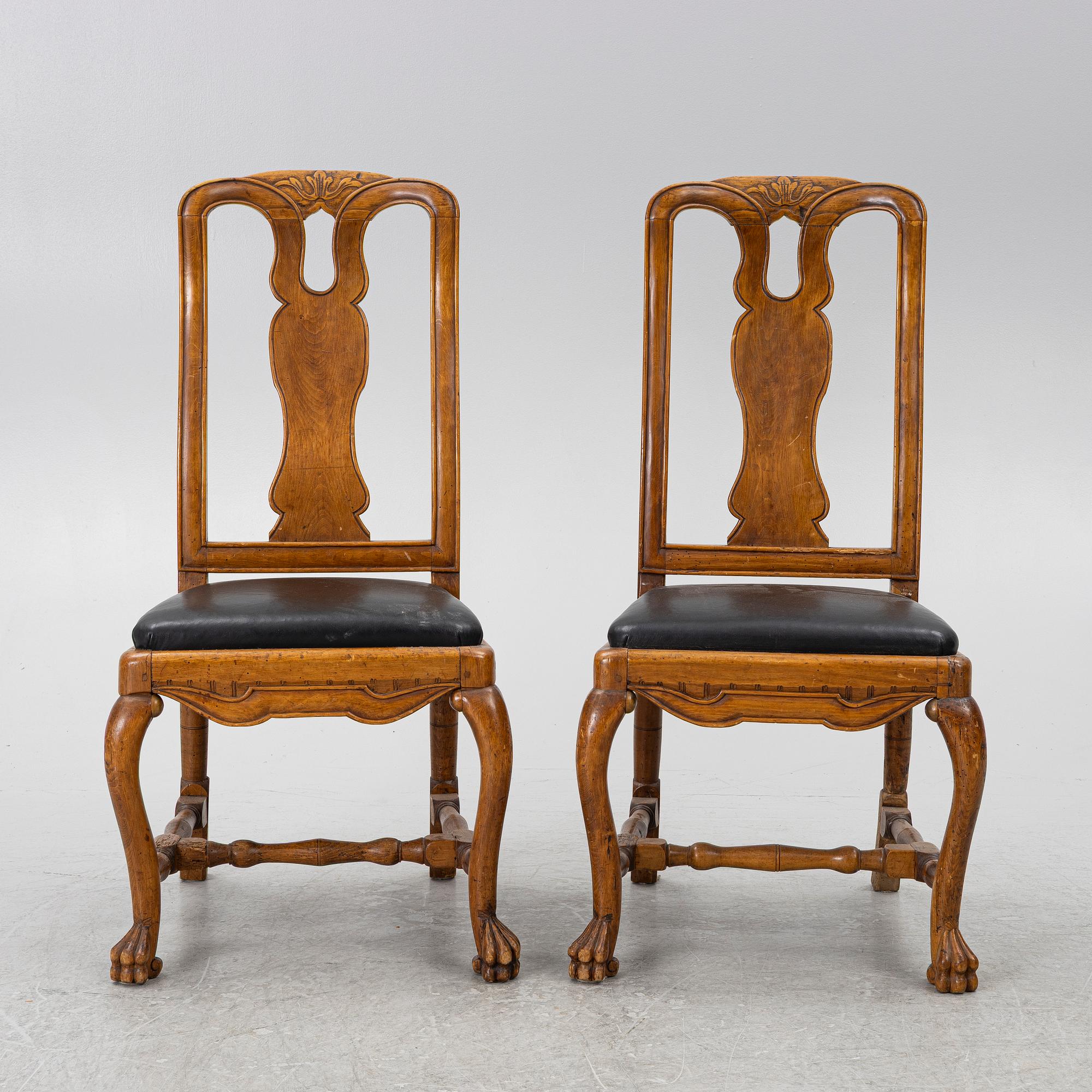 A pair of Late Baroque Chairs, a. mid-18th century.
