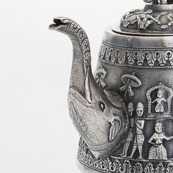 An Indian silver teapot.