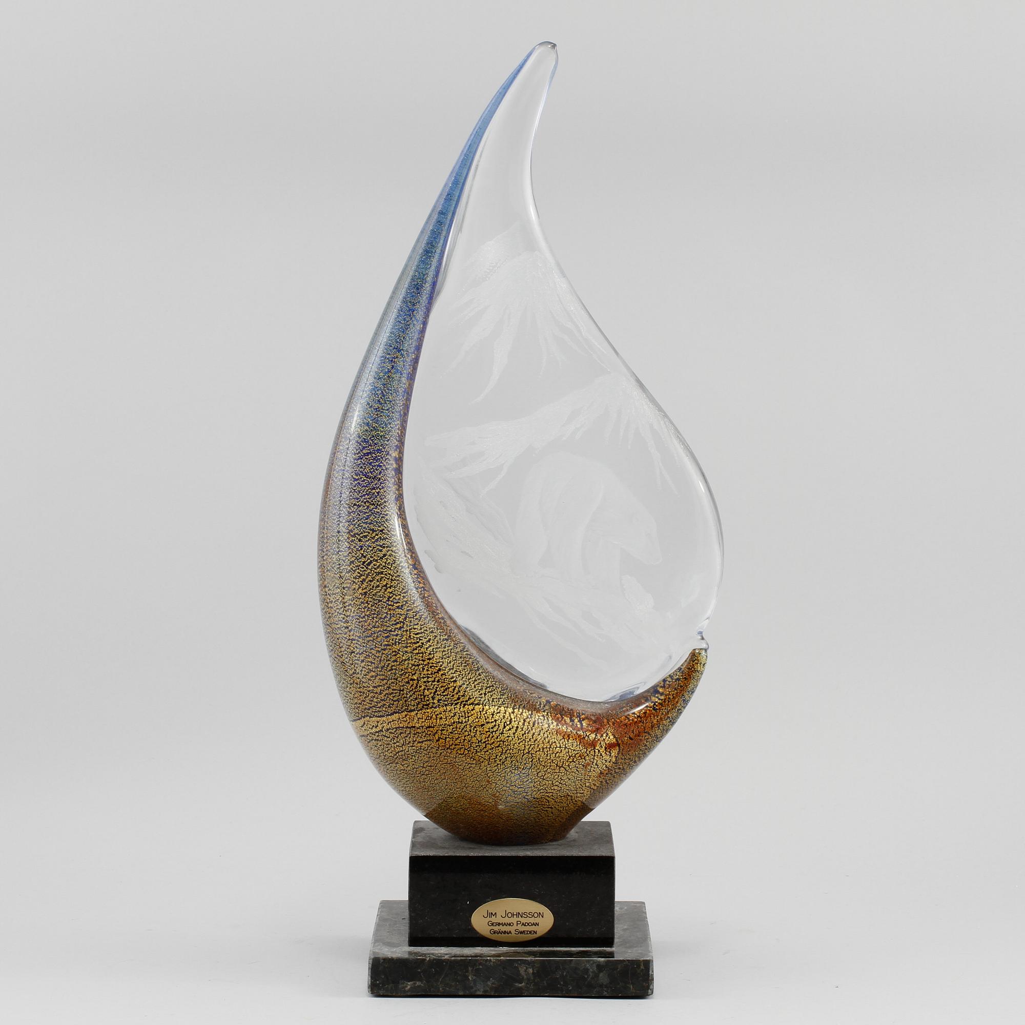 SKULPTUR, glas, Jim Johansson, Germano Padoan, Gränna glasbruk, signerad, sent 1900-tal.