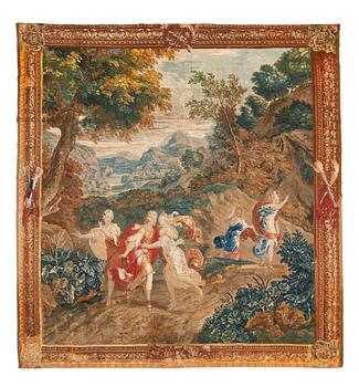 233. A tapestry, "Blind-man's-buff" tapestry weave, ca 349 x 333 cm, France, around 1700-first half of the 18th century.