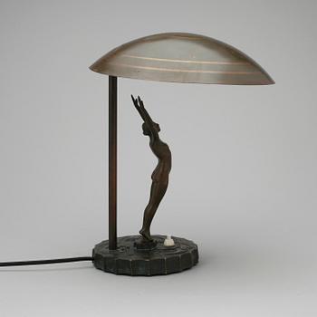 BORDSLAMPA, brons, art deco, 1920-tal.