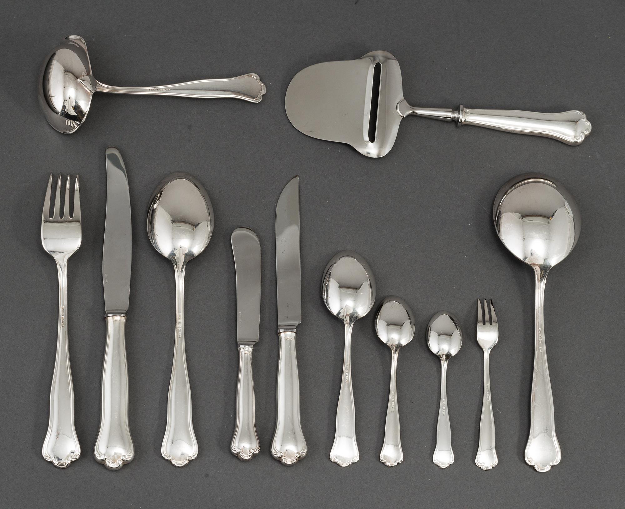 A silver 'Kungsholm' cutlery, GAB and CG Hallberg, Stockholm, some 1967. (108 pc).