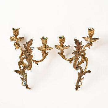 Appliquer, för två ljus, ett par, Sverige, 1700-talets andra hälft, Rokoko.