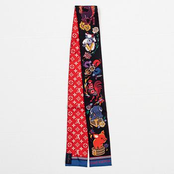 A Louis Vuitton silk monogram 'Superstition' bandeau scarf.