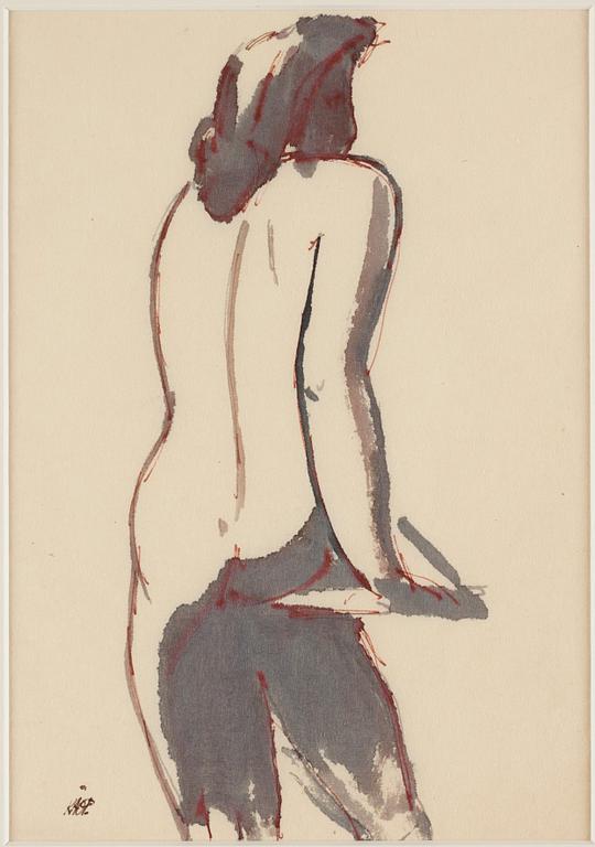 Wilhelm Kåge, two nude studies, ink.