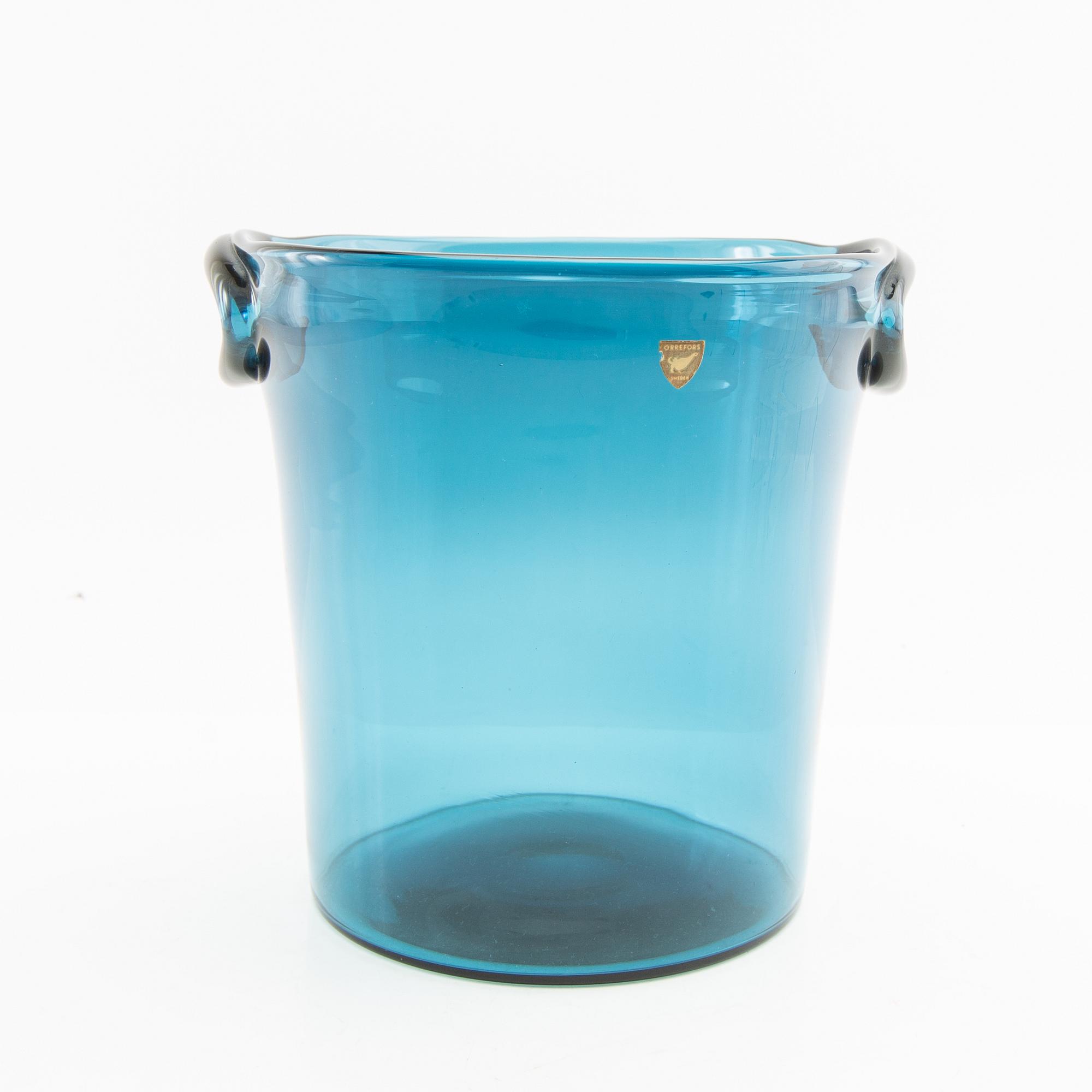 Nils Landberg, wine cooler, glass, Orrefors, 1950s.