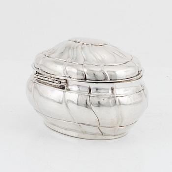 A rococo style silver sugar box, 20th Century.