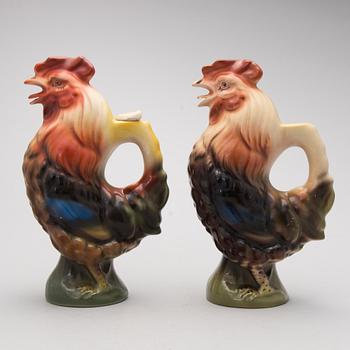 A pair of creamware cockerel decanters. Kirov's porcelain factory.