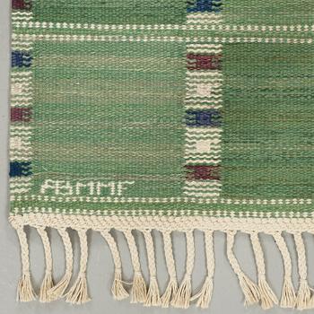 Barbro Nilsson, A CARPET, "Falurutan grön I", flat weave, ca 194,5 x 159,5 cm, signed AB MMF BN.