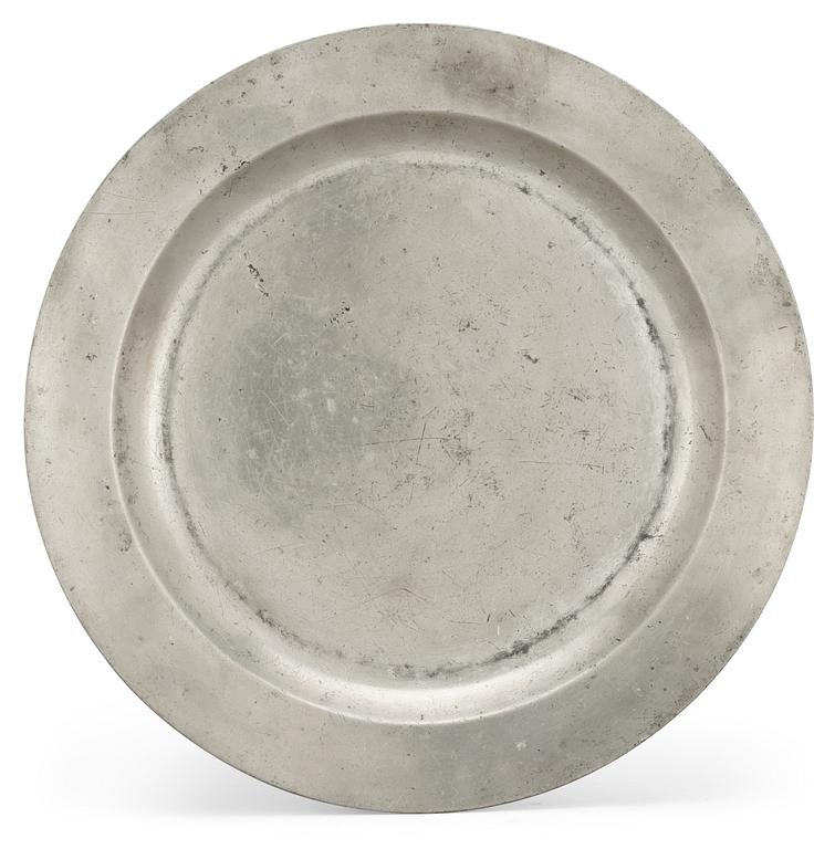 A Swedish pewter dish by J. G. Ryman 1764.